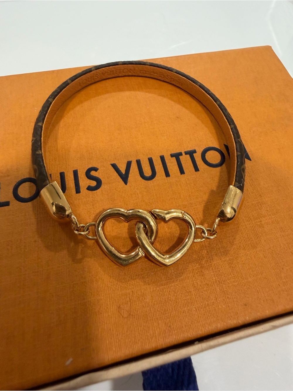 Louis Vuitton Say Yes Monogram Double Heart Bracelet Gold